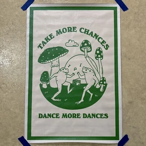 Frogs Green - Take More Chances- Dance More Poster Canvas Wall Art ✅ 16x24 inch - Picture 1 of 4