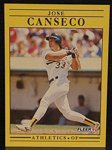 1991 Fleer Baseball Card 5 Jose Canseco SR