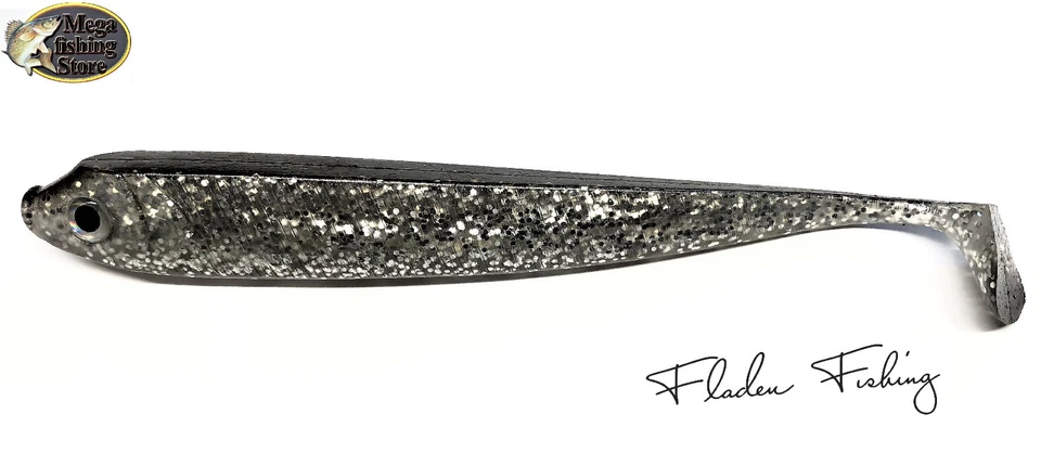 FLADEN Shad Gummifisch Silver Glitter 13cm 15cm 20cm Hecht Zander Dorsch - Bild 1 von 1