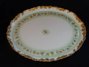 Antique T&V Limoges France Porcelain DAISY CHAIN w Heavy Gold Border 16" Platter - Picture 1 of 8