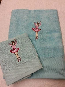 PERSONALISED BALLET DANCER TOWEL SET BIRTHDAY GIFT HAND TOWEL AND FACE CLOTH - Picture 1 of 1