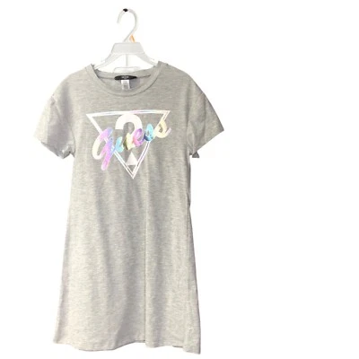 Conjunto de vestidos de manga corta con estampado de logotipo para niñas Guess gris y púrpura 7/8 nuevo con etiquetas Foto 1 de 4