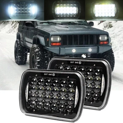 DOT Pair 5x7" LED Headlights DRL For Jeep Cherokee XJ 1984-2001 /For Wrangler YJ - Image 1 of 4