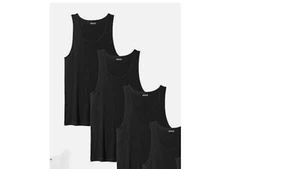 NEW W/TAGS 3 PACK OF BOYS SIZE LARGE COTTON ANDREW SCOTT RIBBED TANK TOPS BLACK - Picture 1 of 5