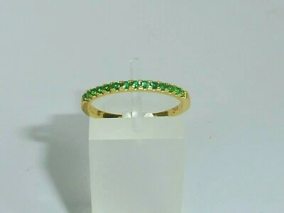 Ladies 9 Carat Gold 925 Sterling Silver 14 Stone Emerald Half Eternity Ring - Image 1 of 4