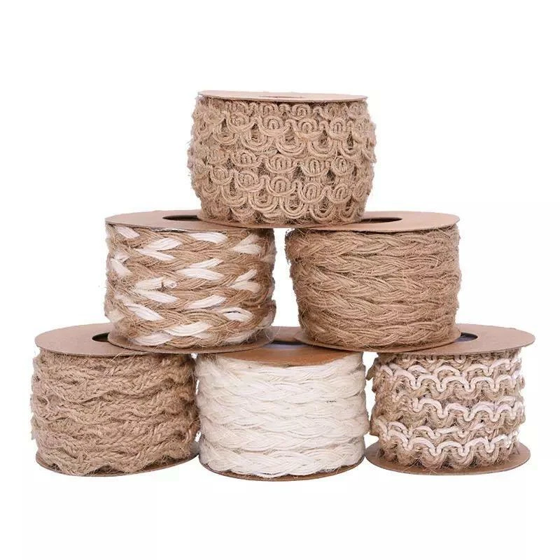 White Burlap Ribbon 5m - Wedding Party Decoration - Hat Making Supply - Image 1 of 4