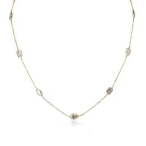 4.39tcw Multi-Cut Diamond Marquise, Pear, & Emerald by The Yard Diamond Necklace - Picture 1 of 8