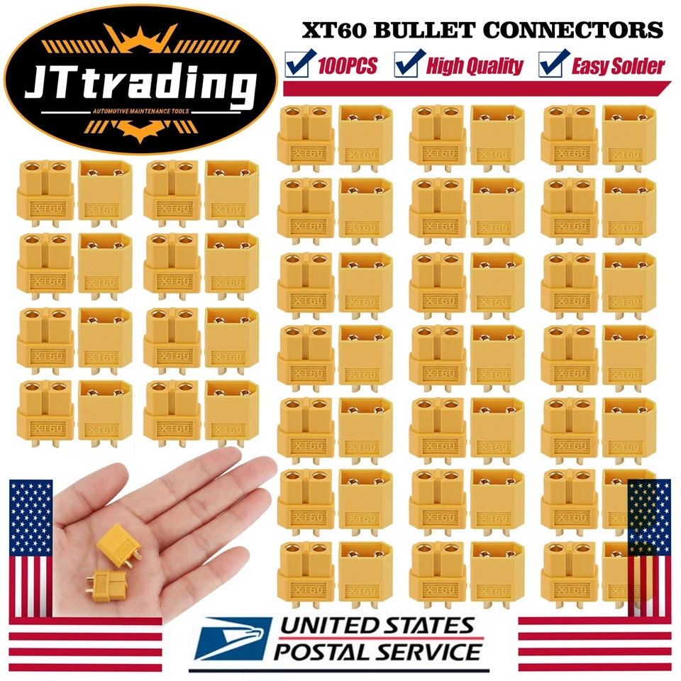 XT60 Bullet Connectors Gold Plated RC Lipo DIY Plug Power Battery XT-60 5~50Pair - Image 1 of 4