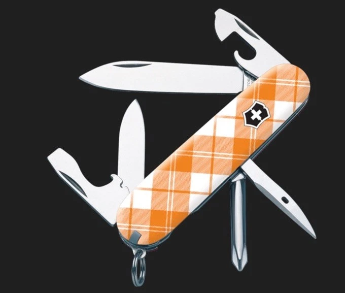 Victorinox UT Orange And White Plaid Tinker Swiss Army Knife - NEW - Image 1 of 1