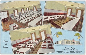 VOGEL'S RESTAURANT Roadside WHITING Indiana 1940s Linen Vintage Postcard - Picture 1 of 2