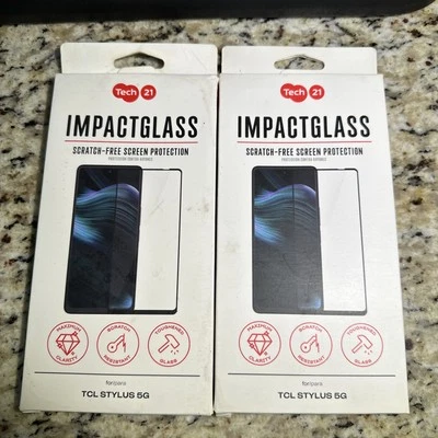 Tech 21  TCL STYLUS 5G Impact Glass Screen Protector NEW Lot Of 2 - Image 1 of 2