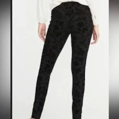 Alfani | Pantalones ajustados de jacquard de terciopelo negro | Talla 4 Foto 1 de 4