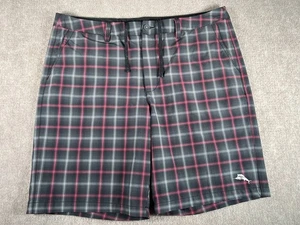 Tommy Bahama Plaid Shorts Flat Front Casual Pink Mens Size 38 - Picture 1 of 8