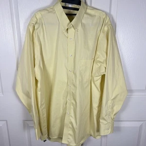 Geoffrey Beene Medium XL Yellow Pinpoint Oxford 17.5 34-35 Button Up Shirt - Picture 1 of 6