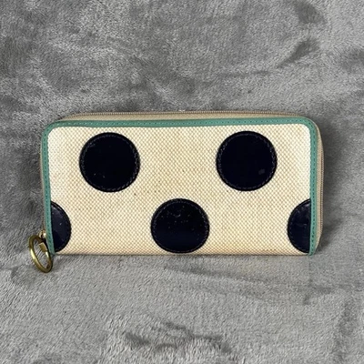 Cartera de lona tejida con cremallera fósil lunares beige tostado con defectos turquesa Foto 1 de 4