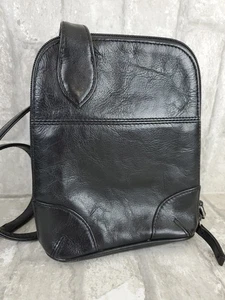 Latico Rindsleder Mini Umhängetasche schwarz Akkordeon Organizer Reißverschluss - Bild 1 von 10