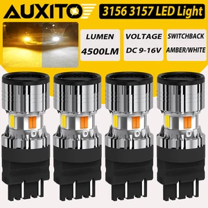 4x 3157 White/Amber Switchback LED Turn Signal Parking Light Bulbs 4157na 3457na - Foto 1 di 15
