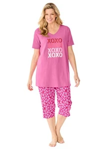 Dreams & Co. Plus Size 2-Piece Capri PJ Set - Picture 1 of 82