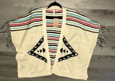 Red Camel Women's Kimono Cardigan Shawl Stripes Geometrical Designs Size M NWT - Image 1 of 4