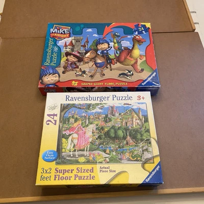 2 Ravensburger Super Size Floor Puzzles 24 Piece Mike Knight Princess Age 3+ - Image 1 of 4
