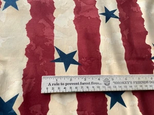 Moda Democracy Sandy Gevais Red Blue Stars 2 yards Cotton Fabric Quilting - Picture 1 of 3