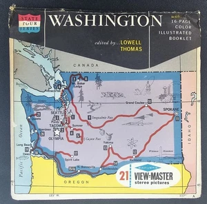 Washington State Tour Series View-Master Packet A270 Juego Completo de 3 Carretes Mapa - Imagen 1 de 9