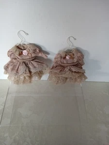 Set of 2 Victorian Dress on Hanger Lace Faux Pearl Accents Christmas Ornament 7" - Bild 1 von 7
