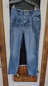 Hollister blaue Denim-Damenjeans Junior Größe 9R 29/27 hohe Taille roher Saum - Bild 1 von 5
