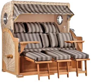 Strandkorb Baltikum XXL Bullauge Teak PE Shell Dessin 537 Strandkörbe - Bild 1 von 10