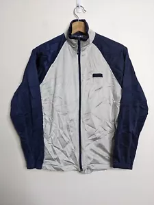 Vintage ASICS Track Jacket Mens Small Grey Beige Blue 80s 90s Logo Jumper Sports - Picture 1 of 11