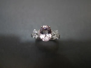 14K White Gold Ring Lab Grown Diamond Oval Cut 1.69 Carat Morganite Size 5 6 7 8 - Picture 1 of 12