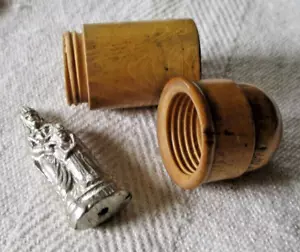 Ancien Reliquaire Autel de Voyage de poche en bois statuette Sainte Vierge 3497 - Bild 1 von 4
