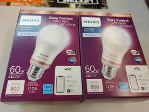 2x Philips Smart Wi-Fi LED Dimmable Daylight Wiz Connected 8.8W 60W(L0) - Picture 1 of 1