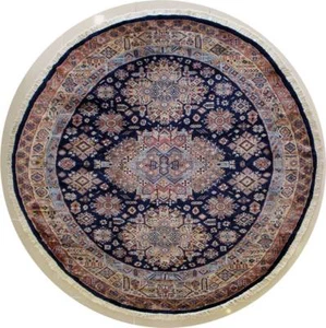 Alfombra azul Rugstc 8x8 diseño caucásico, anudada a mano, geométrica con seda/lana - Imagen 1 de 5