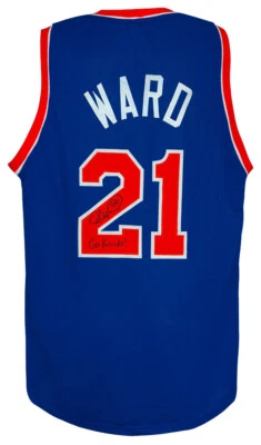 Camiseta deportiva de baloncesto personalizada T/B azul firmada por Charlie Ward con Go Knicks (certificado de autenticidad Schwartz) Foto 1 de 3