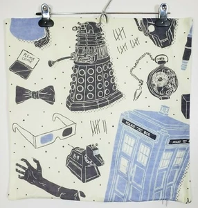Dr. Who Pillow Cover 17" X 17" Police Call Box Tardis Dalek Pillowcase - Picture 1 of 5