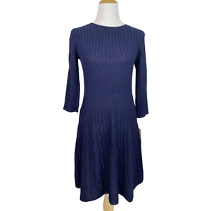 Nanette Lepore Women's Navy Shimmer Pleated Sweater Dress Size Small A3 - Picture 1 of 5