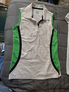 Women's IZOD performance cool-fx golf shirt white w/green black trim S - Picture 1 of 3