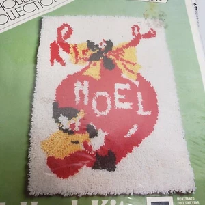 Vintage Christmas Elf NOEL Latch Hook Rug 24” Holiday Latch Hook Kit - Picture 1 of 6