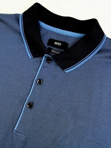 Polo de golf Boss para mujer busto 39 azul a rayas jefe Hugo prenda europea grande - Imagen 1 de 10