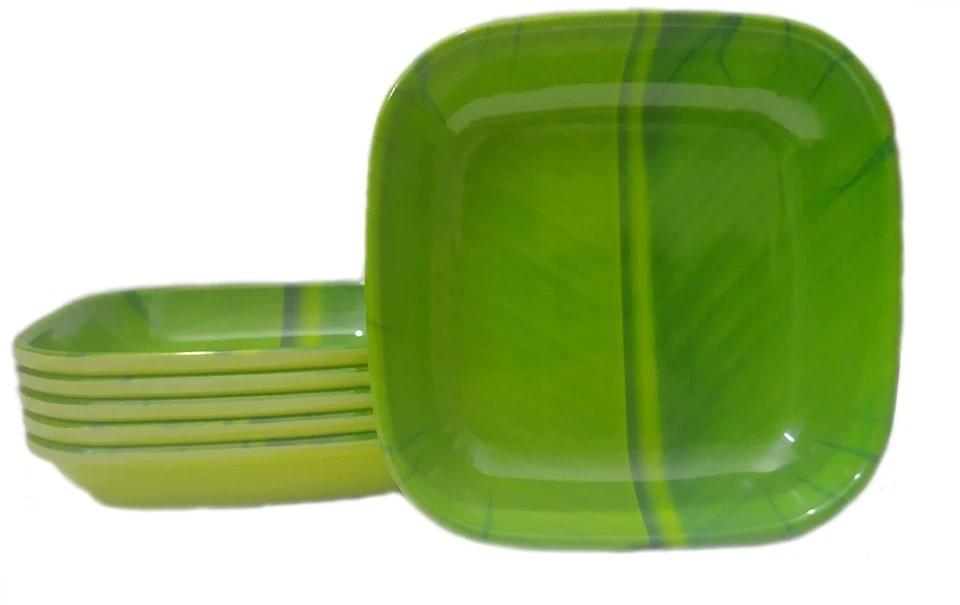 Banana Leaf South Indian Ice Cream Starters Serving Melamine Plate 6" Pack of 6 - Image 1 of 4