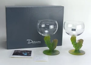 Daum Crystal Wine Glasses Hilton Mc Connico Cactus Pate de verre Signed - Picture 1 of 16