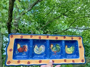 SUSAN WINGET Chicken Rooster Certified International Divided Tray Platter ❤️sj3j - Picture 1 of 12