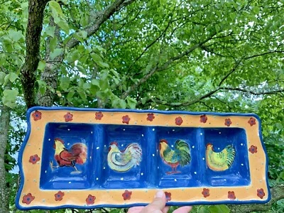 SUSAN WINGET Chicken Rooster Certified International Divided Tray Platter ❤️sj3j - Image 1 of 4