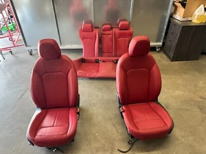 17-24 Alfa Romeo Giulia Front LH RH Second Row Seats Complete Red Leather OEM - Picture 1 of 24