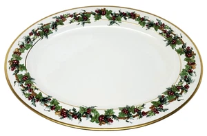Royal Gallery - The Holly and The Ivy - 16" Oval Serving Platter - Christmas - Picture 1 of 10