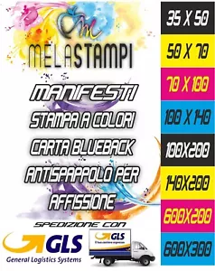 STAMPA MANIFESTI PERSONALIZZATI 50X70 70X100 100X140 6X3 POSTER PUBBLICITARI  - Imagen 1 de 1