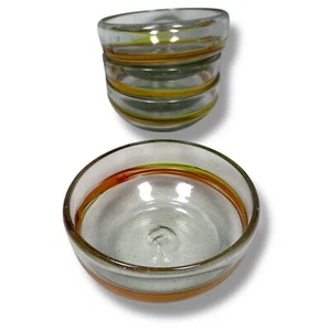 Crate & Barrel Granada Individual Salad Bowls 5.5" Lot of 4 Hand Blown Glass - Picture 1 of 7