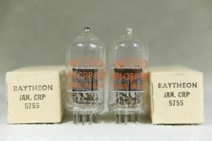 NOS/NIB Matched Pair Raytheon JAN-CRP 5755 Clear Top Mil-Spec USA 1953 - Picture 1 of 16