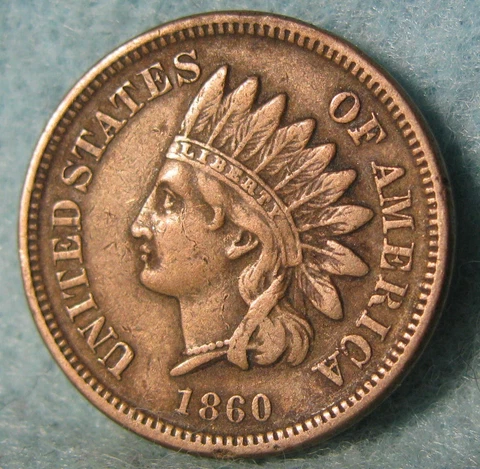 1860 Pointed Bust Indian Head Penny Small Cent United States Coin #232 Cover
